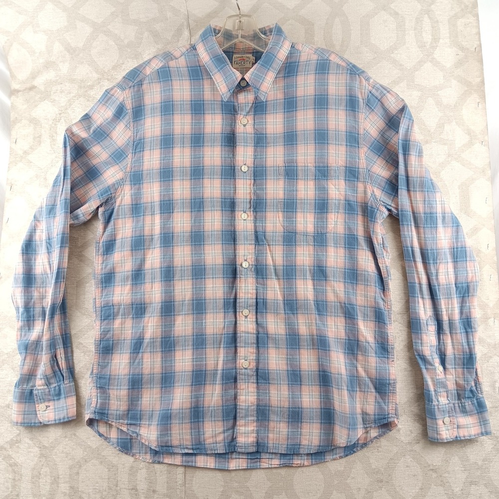 Men's Blue and Pink Plaid Casual Button Down Shirt